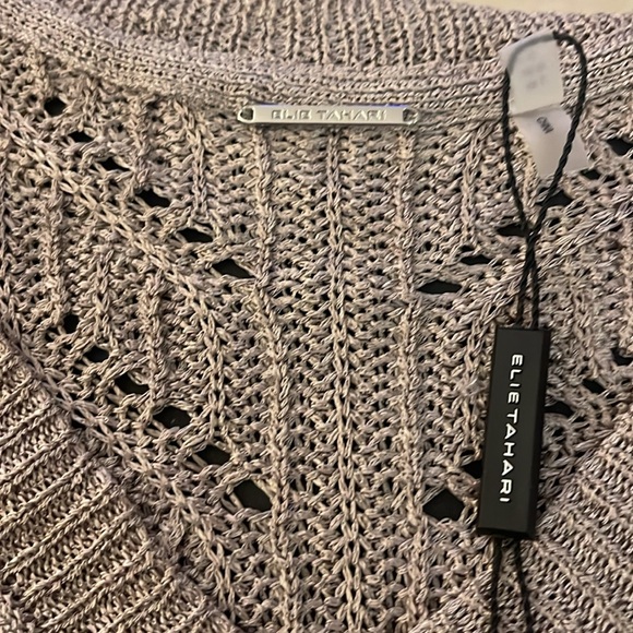 NWT Elie Tahari Pointelle Sweater. Size Large. Light Beige/Sable. - Picture 5 of 7